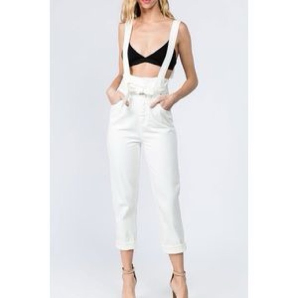 Nectar Clothing Cream Button-Front Suspender Jeans